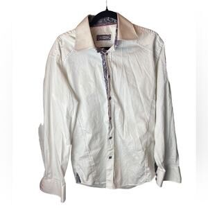7 Downie Street White Button Down Dress Shirt Men's Size Small